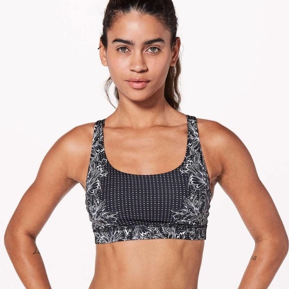 Lululemon Energy Bra Infinity Energy Bra Alpine White Black Size 4 - Picture 4 of 9